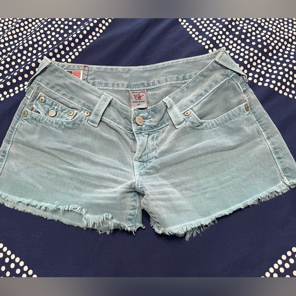 TRUE RELIGION KEIRA CUT OFF BLUE WOMENS SHORT Size 29 - Picture 2 of 9